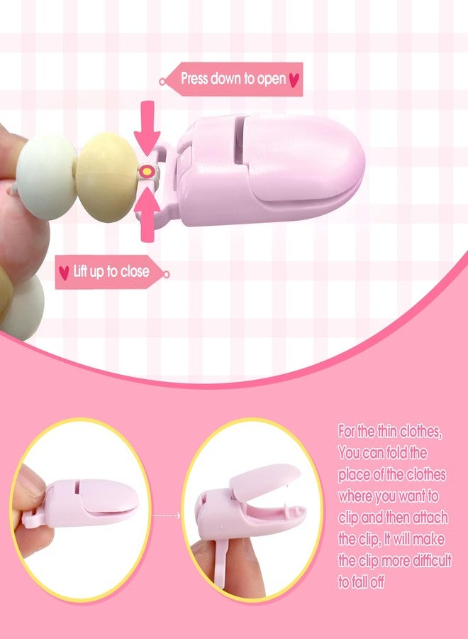 Aori Magnetic Pacifier with Pacifier Clips for Reborn Baby Dolls, Pink Reborn Babies Accessories Set for Kids - Image 5